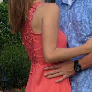 Coral chiffon high-low dress